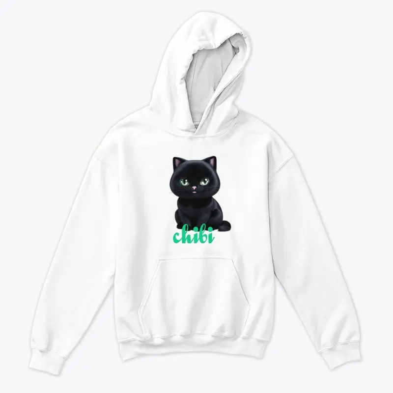 puffy chibi-style black cat-hoodie