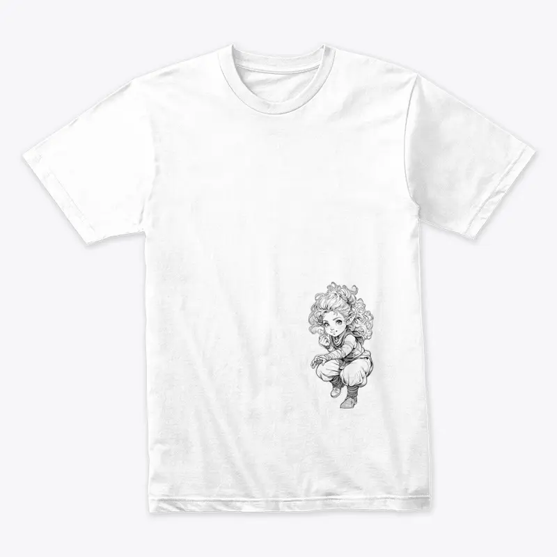 A gracefully gnome with curly hair -Tee