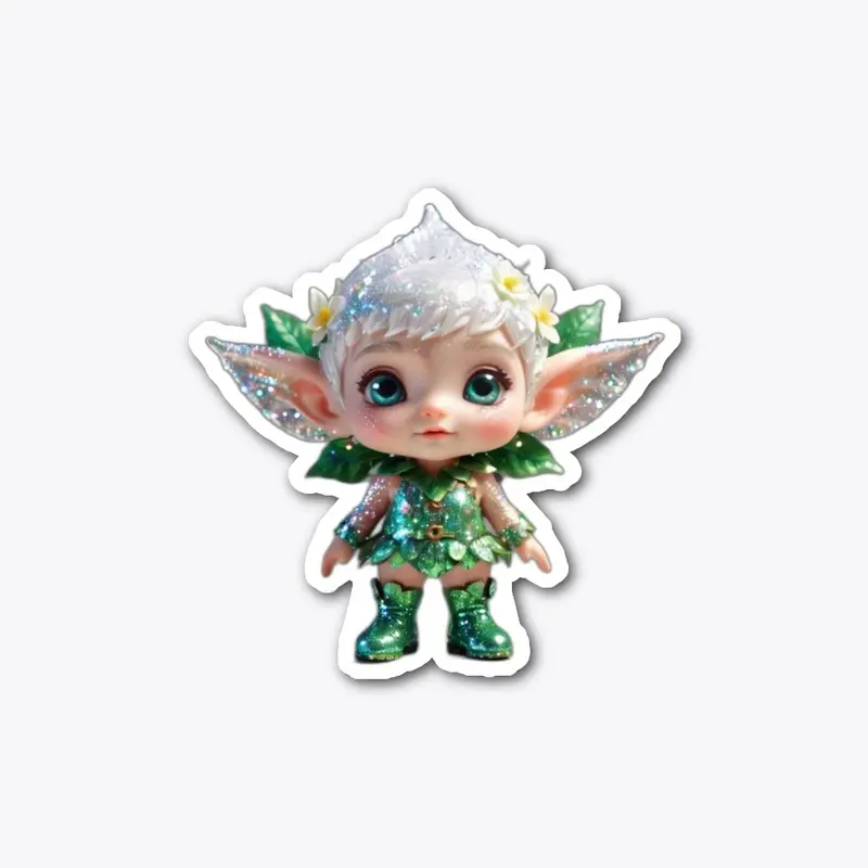 Cute adorable white baby elf.