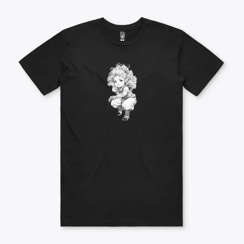 A gracefully gnome with curly hair -Tee