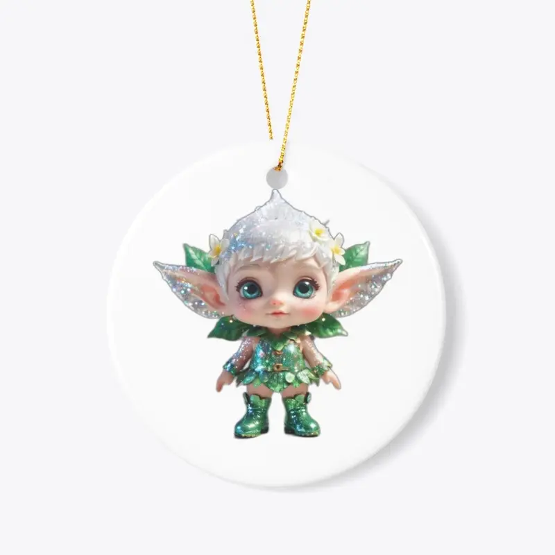 Cute adorable white baby elf.