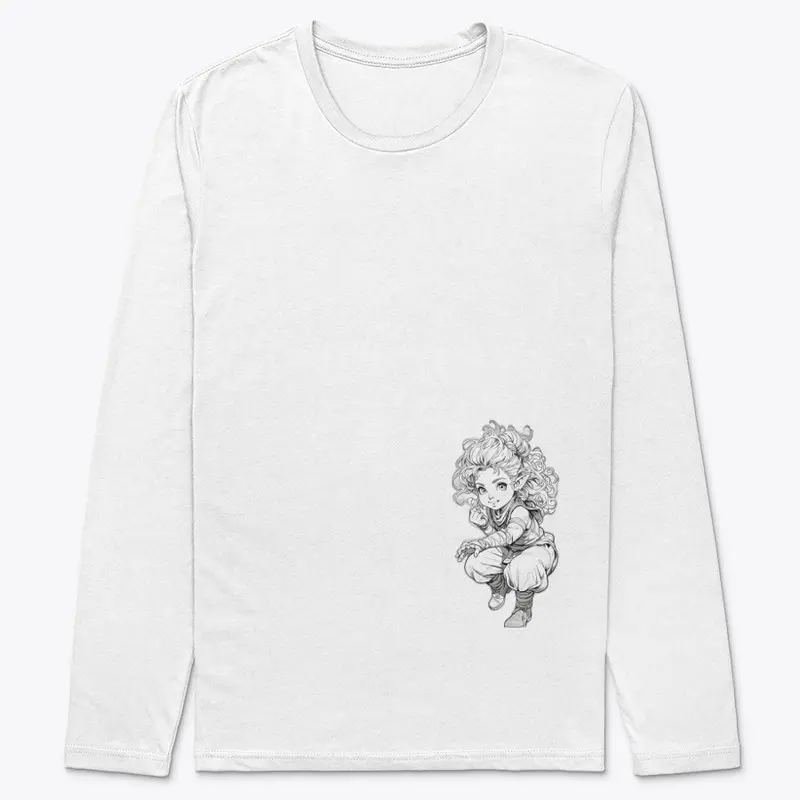 A gracefully gnome with curly hair -Tee