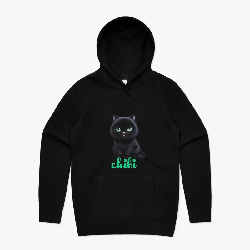 puffy chibi-style black cat-hoodie