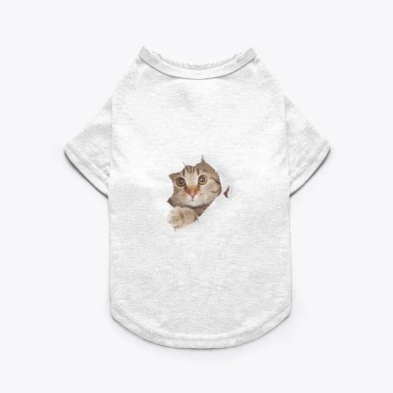 White Cute Funny Cat T-shirt 