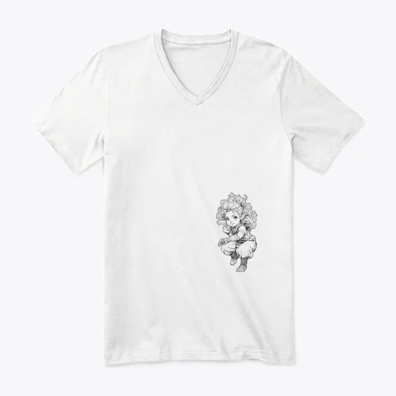 A gracefully gnome with curly hair -Tee