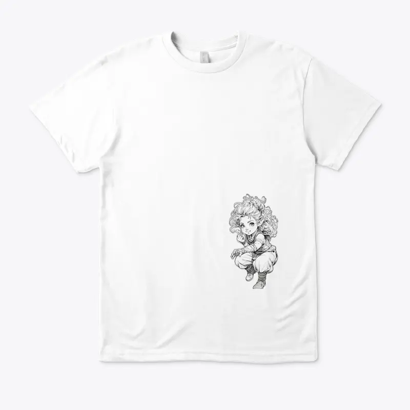 A gracefully gnome with curly hair -Tee